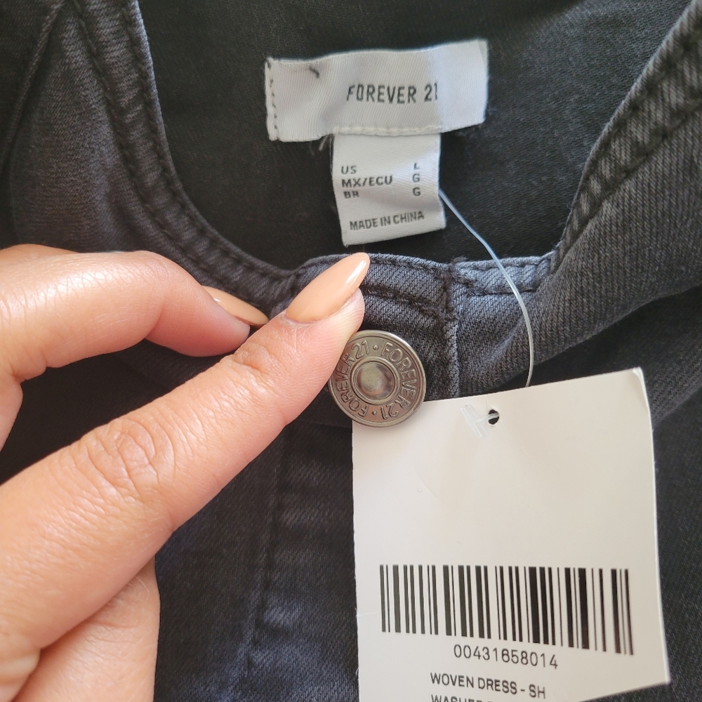 F21 Black Denim Dress sz L - Picture 6 of 7